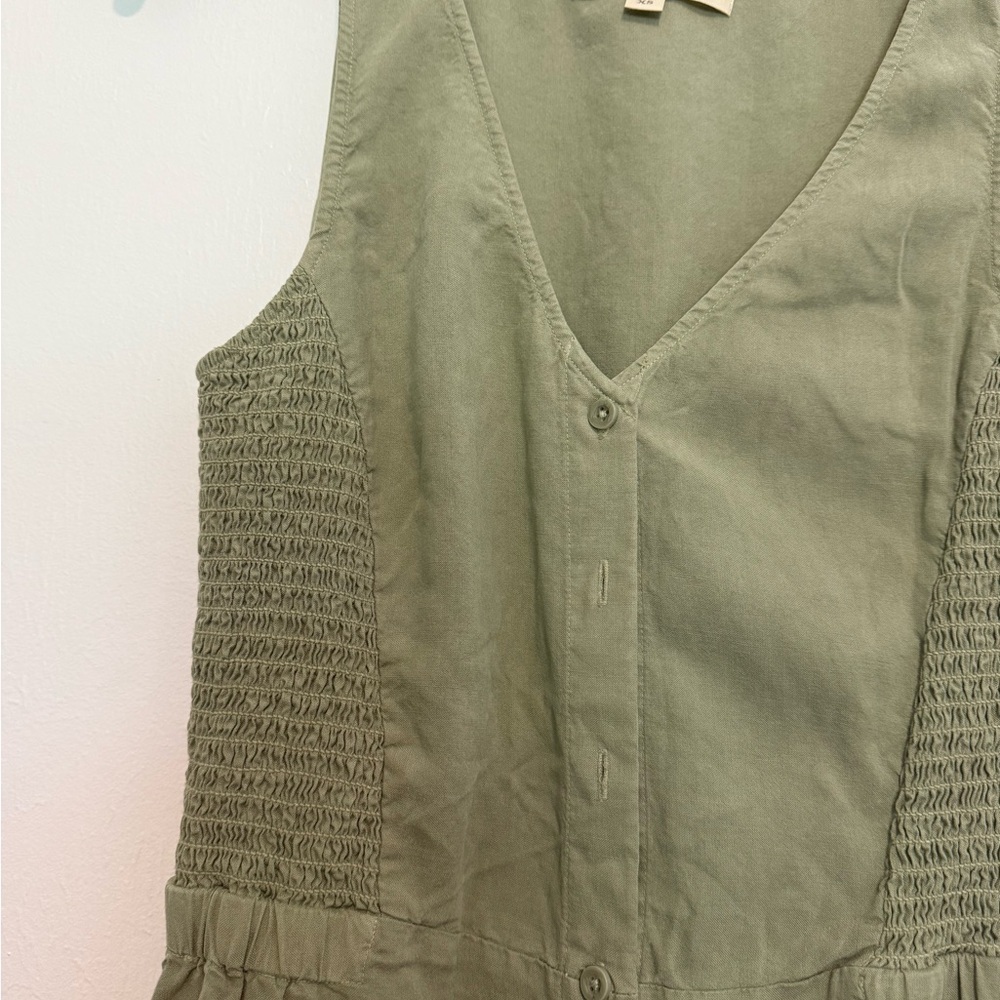 Cloth & Stone Matcha Maxi Dress Smocked Size XS Sleeveless Button Front - Picture 4 of 6